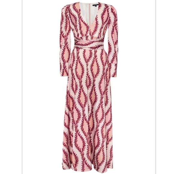 Ador Satin V Neck Maxi Dress Long Sleeve Salmon Plus Size 2XL New With Tag - Picture 3 of 8